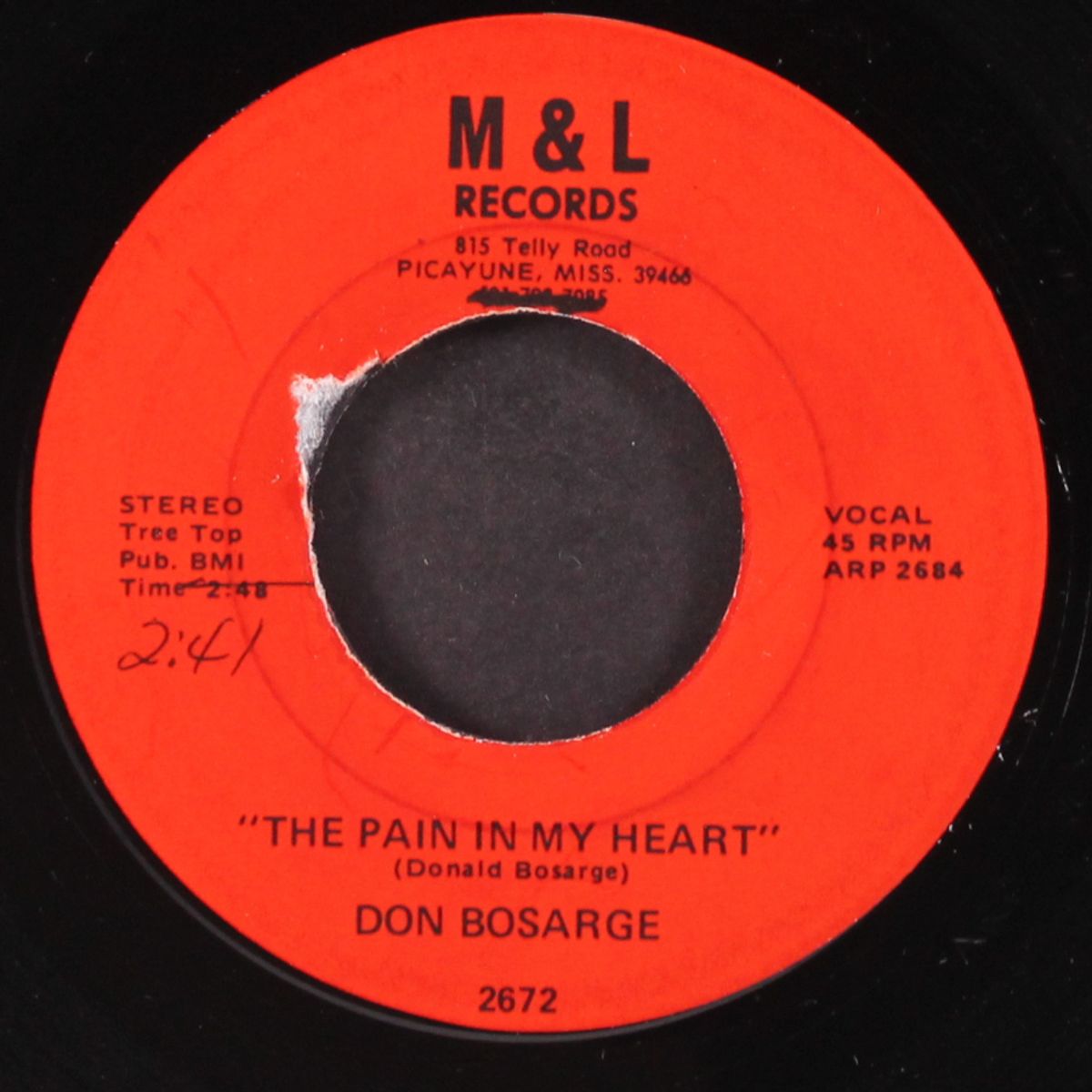 the pain in my heart / i'd be a doggone fool if i cry by DON BOSARGE