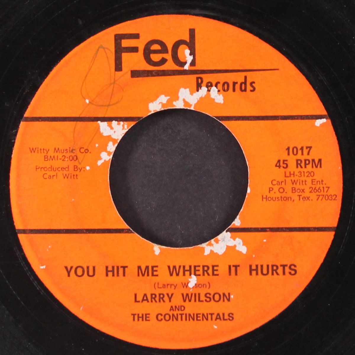 you hit me where it hurts / on a wall by LARRY WILSON & CONTINENTALS