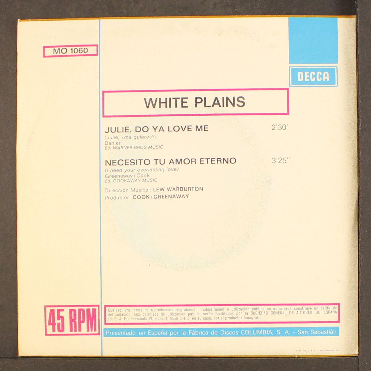 julie do ya love me / i need your everlasting love by WHITE PLAINS