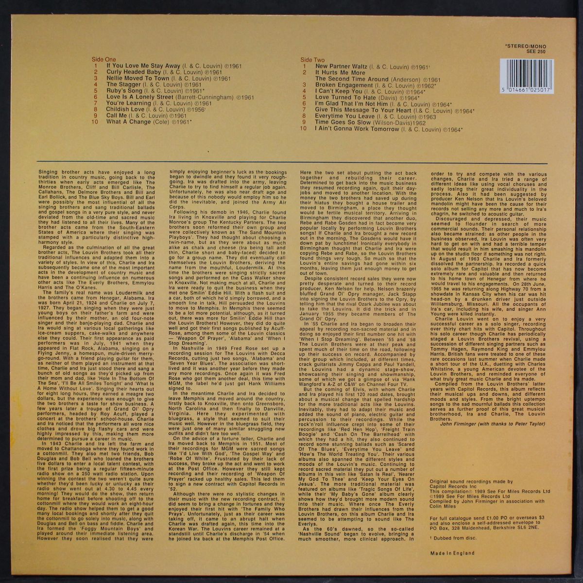 sing their hearts out by LOUVIN BROTHERS