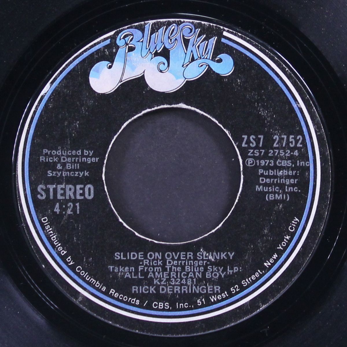 teenage love affair / slide on over slinky by RICK DERRINGER