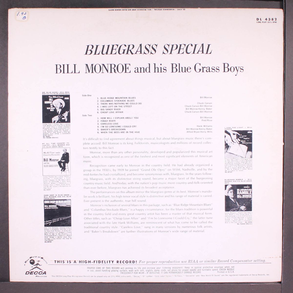 bluegrass special! by BILL MONROE