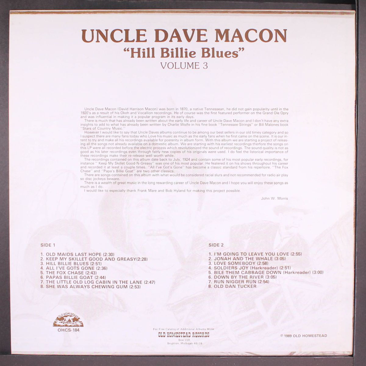 hill billie blues, vol. 3 by UNCLE DAVE MACON