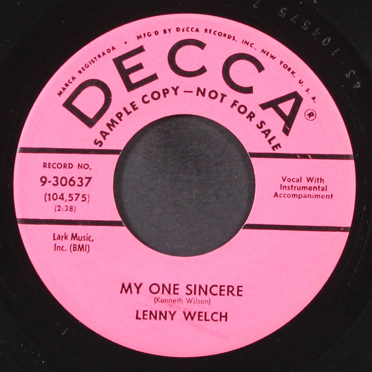 rocket to the moon / my one sincere by LENNY WELCH