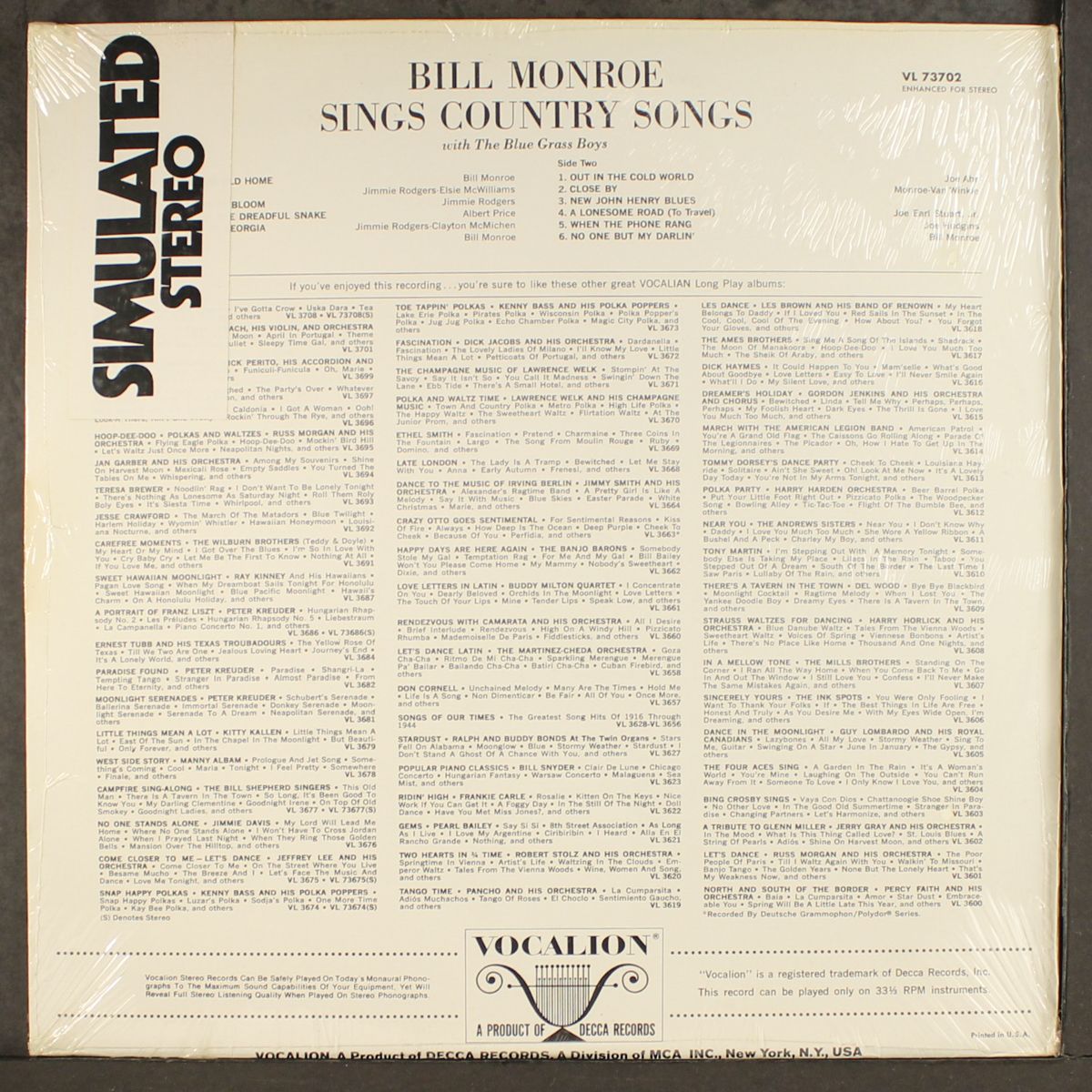 sings country songs by BILL MONROE