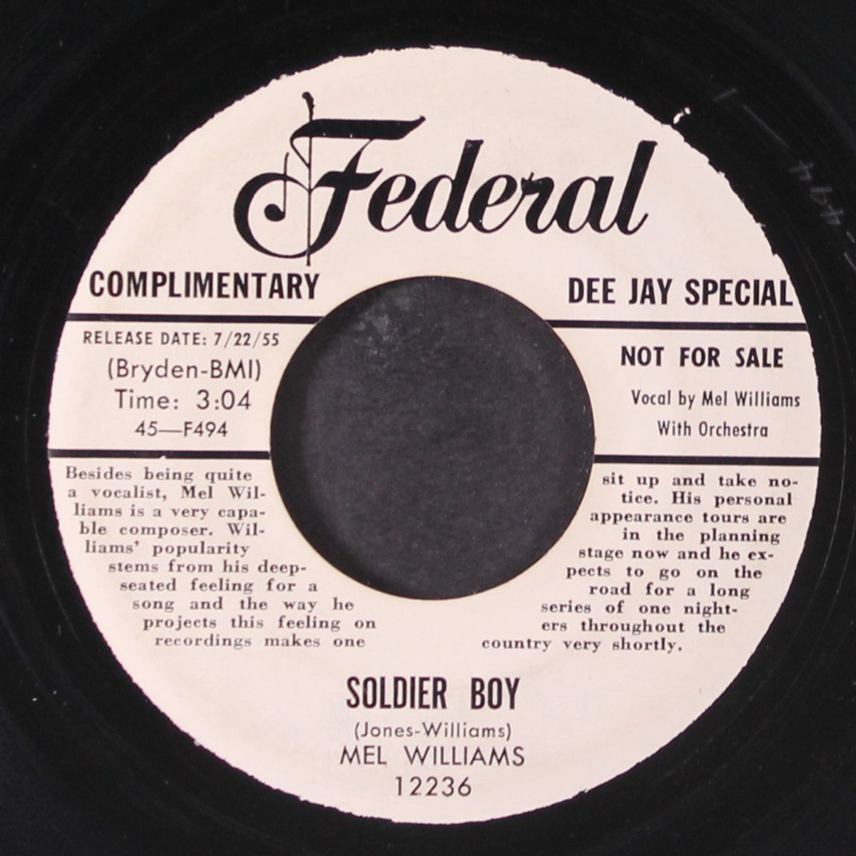 lonely heart / soldier boy by MEL WILLIAMS