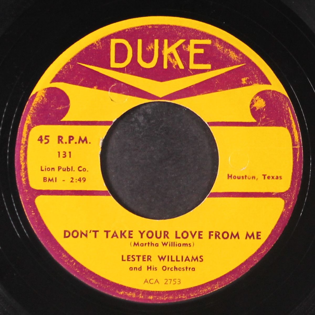 crazy 'bout you baby / don't take your love from me by LESTER WILLIAMS