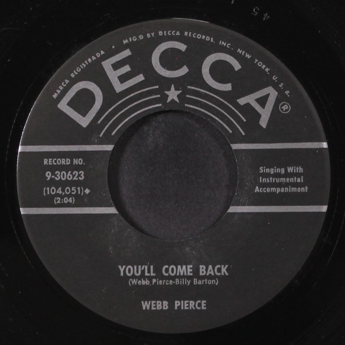 you'll come back / cryin' over you by WEBB PIERCE