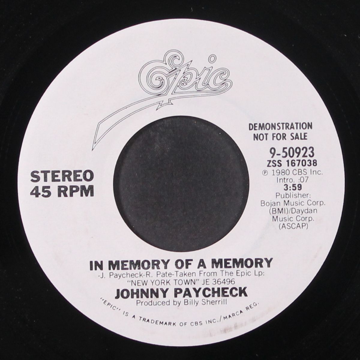 in memory of a memory / same by JOHNNY PAYCHECK