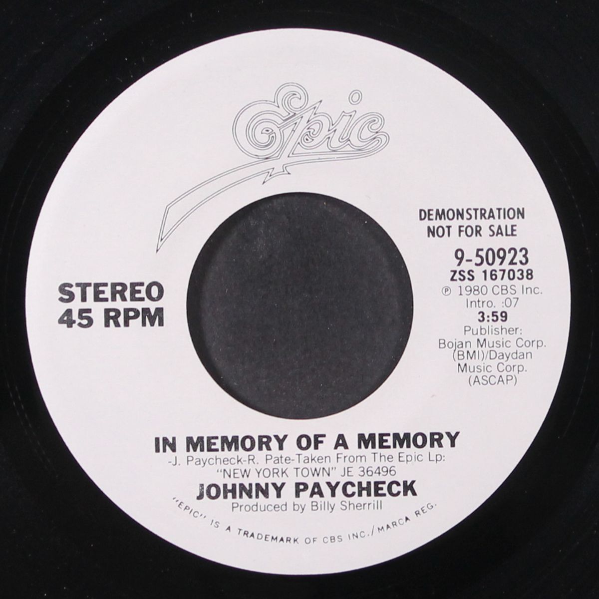 in memory of a memory / same by JOHNNY PAYCHECK