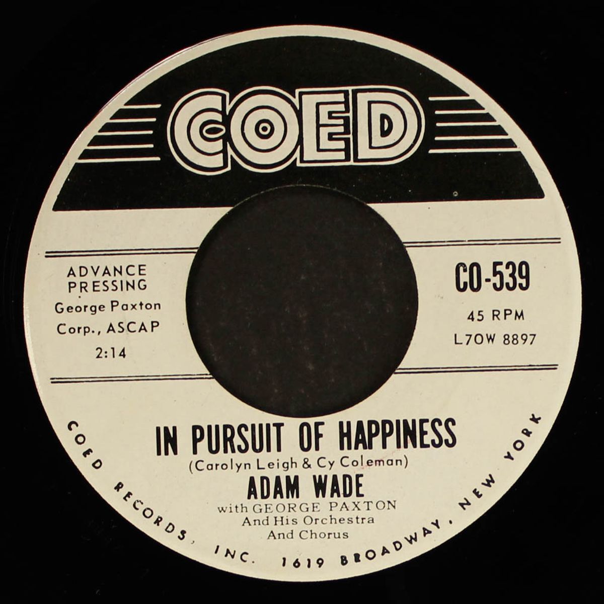 in pursuit of happiness / for the want of your love by ADAM WADE