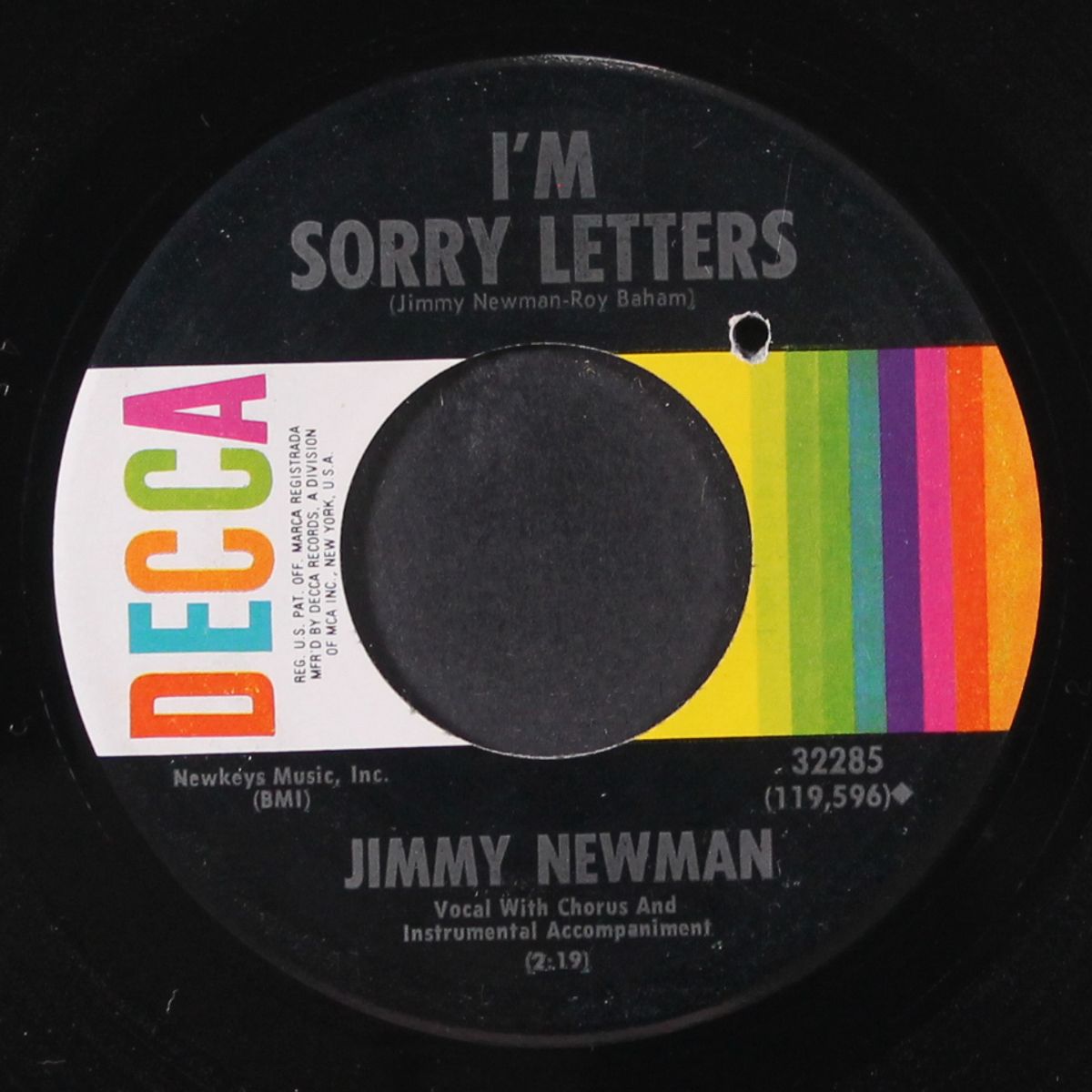 i'm sorry letters by JIMMY NEWMAN