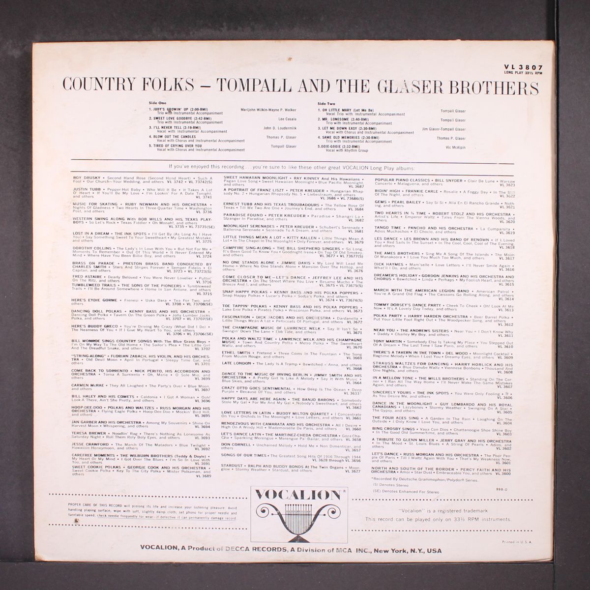 country folks by TOMPALL & GLASER BROTHERS