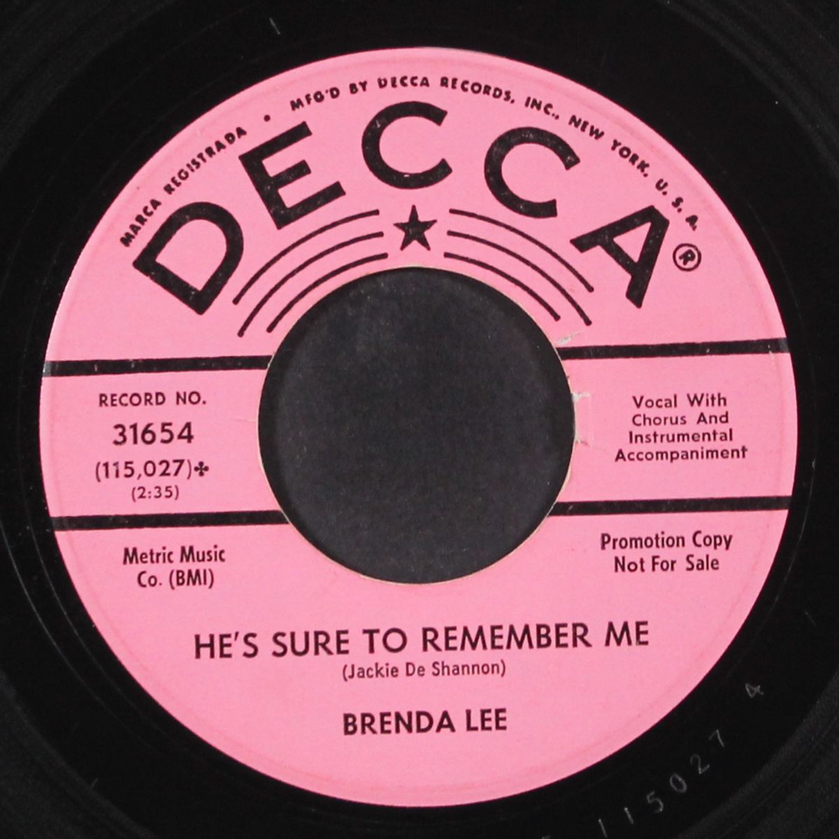 he's sure to remember me by BRENDA LEE