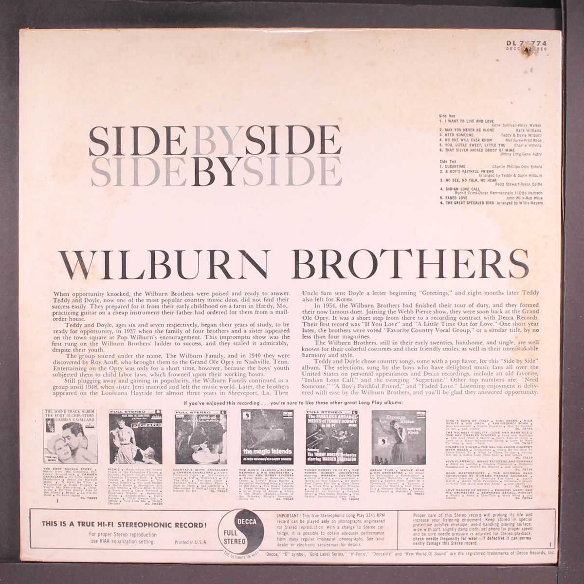 side by side by WILBURN BROTHERS