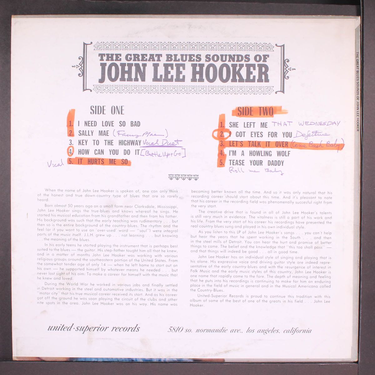 the great blues sounds by JOHN LEE HOOKER