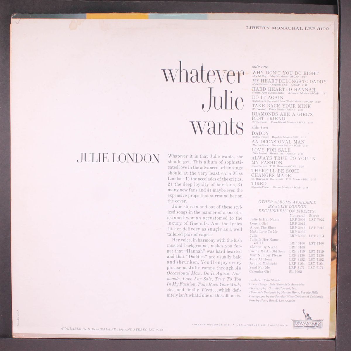 whatever julie wants by JULIE LONDON