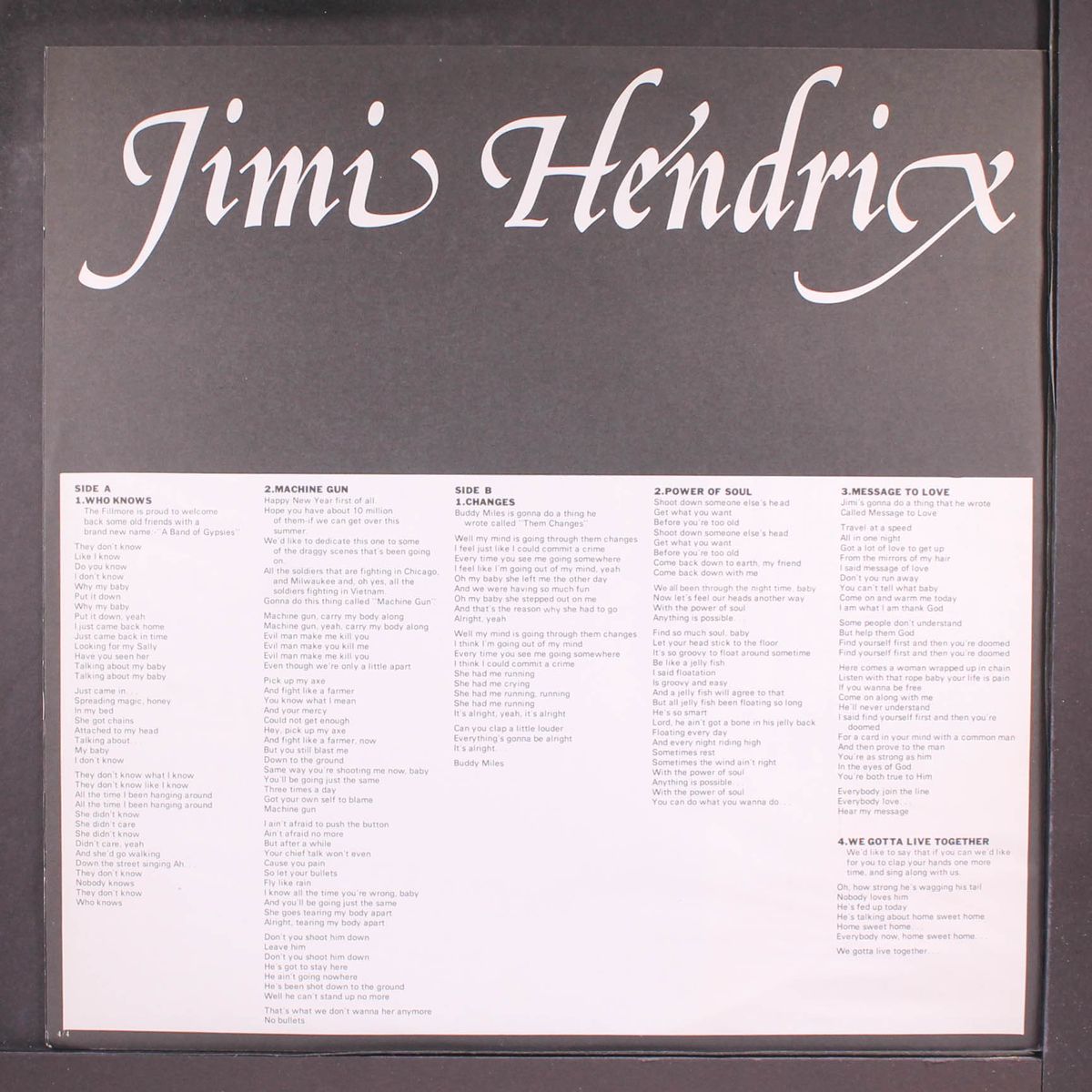 band of gypsys by JIMI HENDRIX