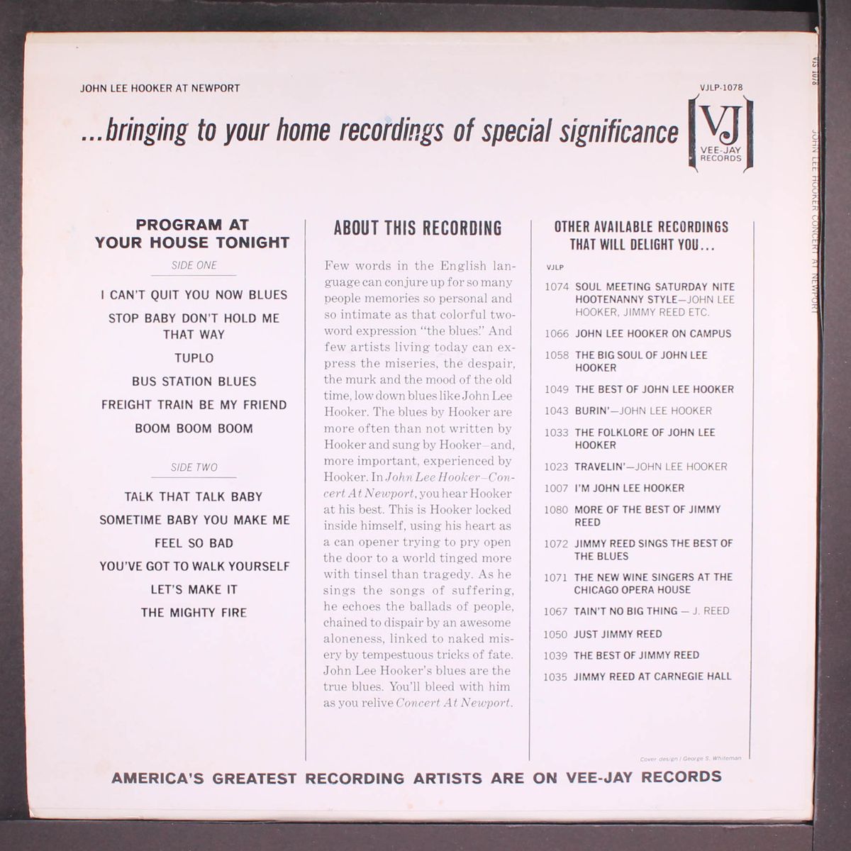 concert at newport by JOHN LEE HOOKER