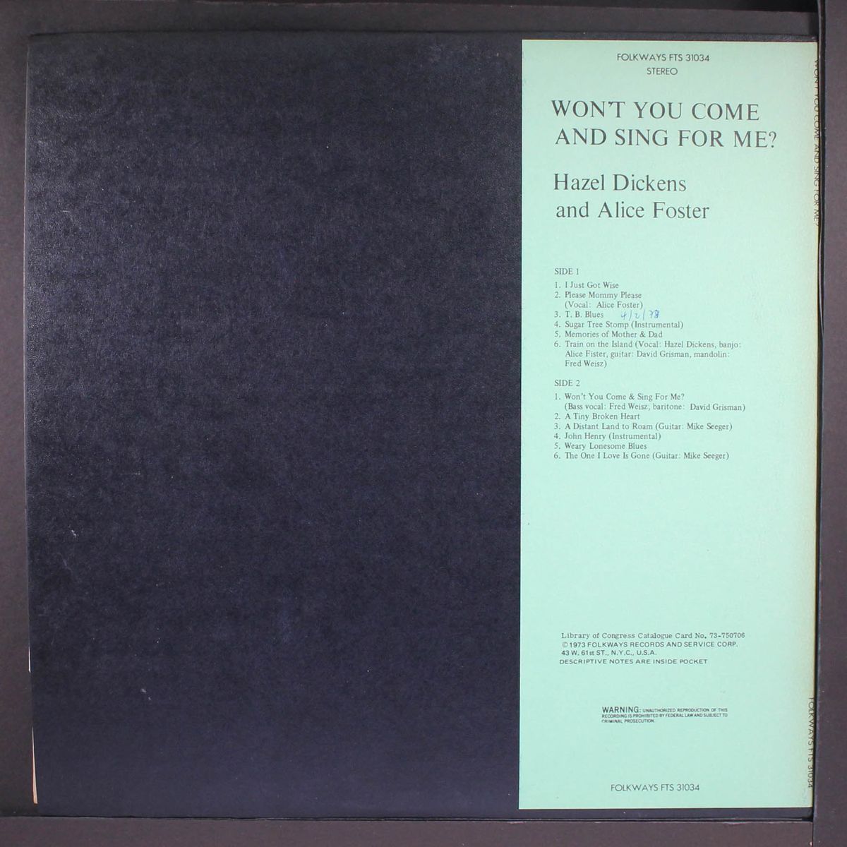 won't you come and sing for me? by HAZEL DICKENS & ALICE FOSTER