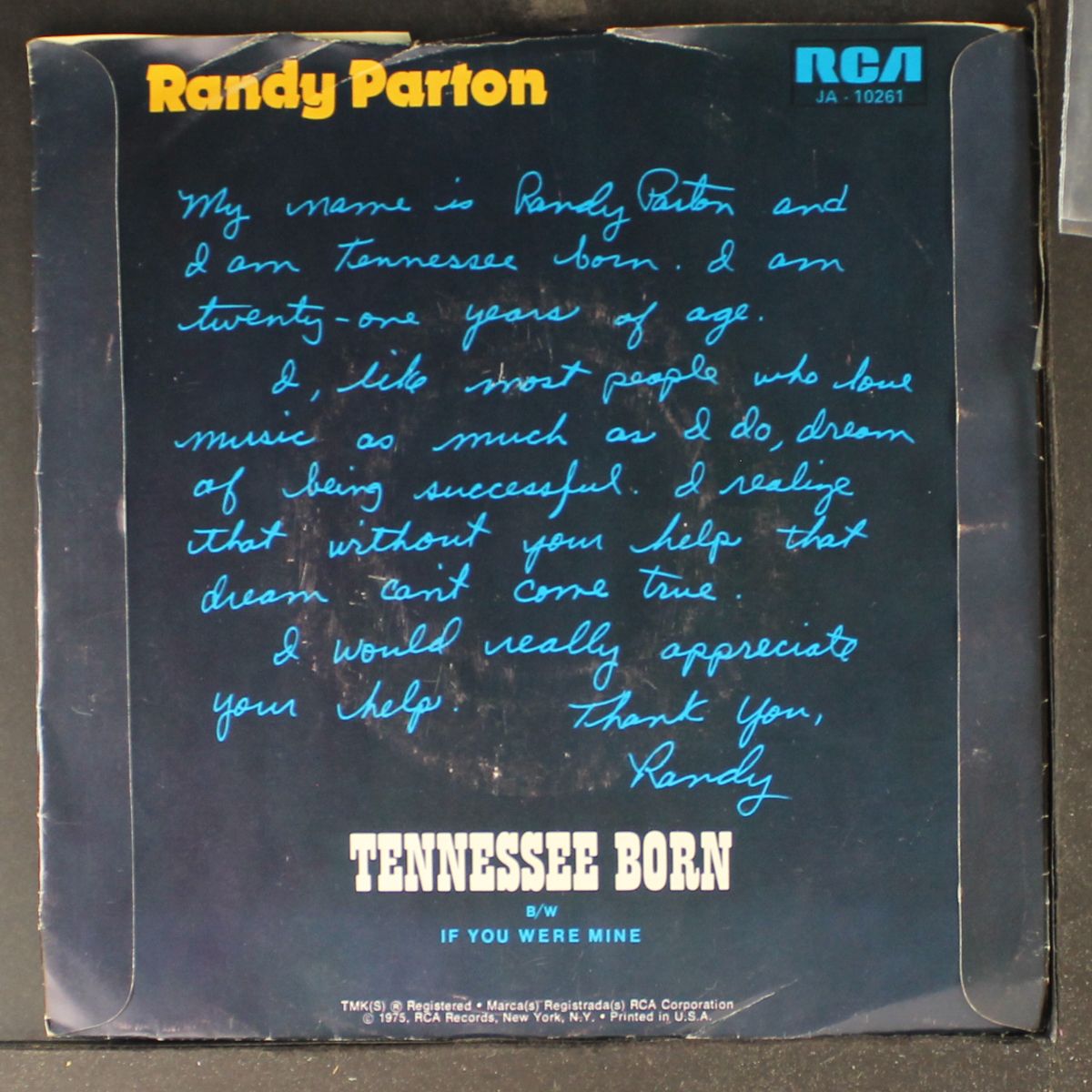 tennessee born / if you were mine by RANDY PARTON