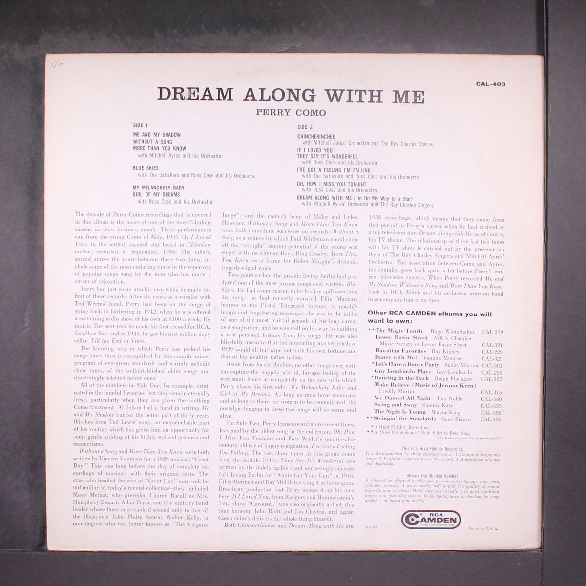 dream along with me by PERRY COMO