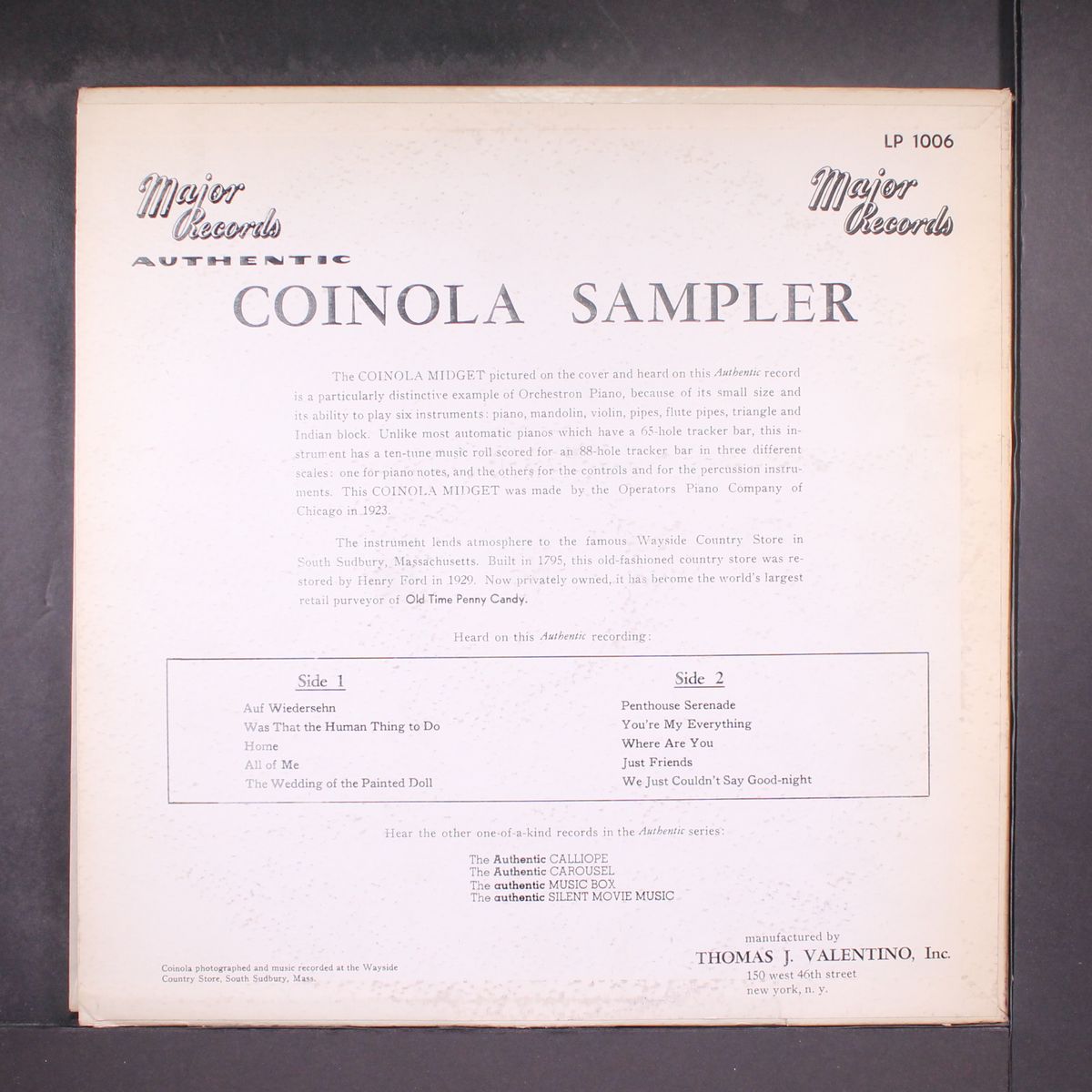 authentic coinola sampler by NO ARTIST