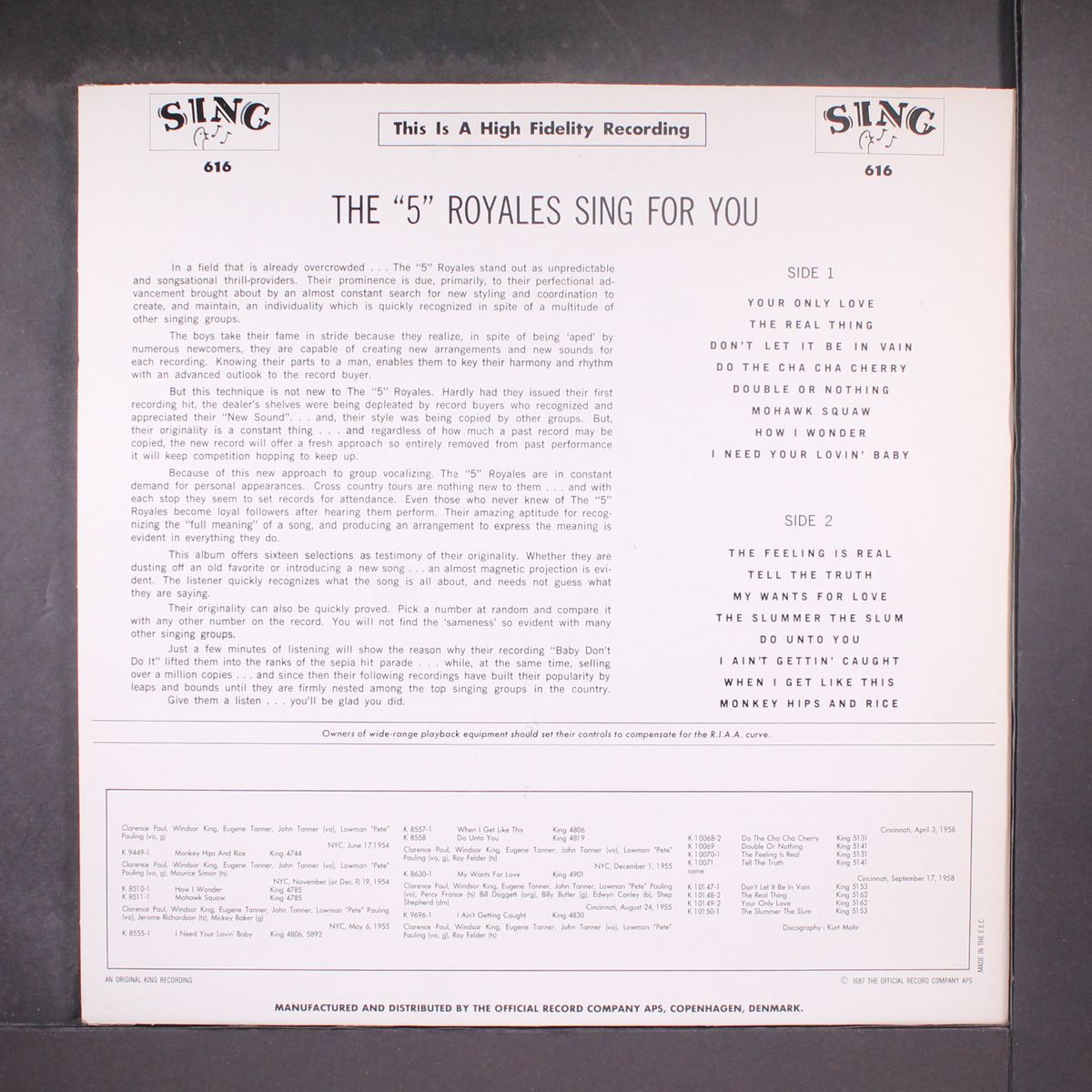 sing for you by FIVE ROYALES