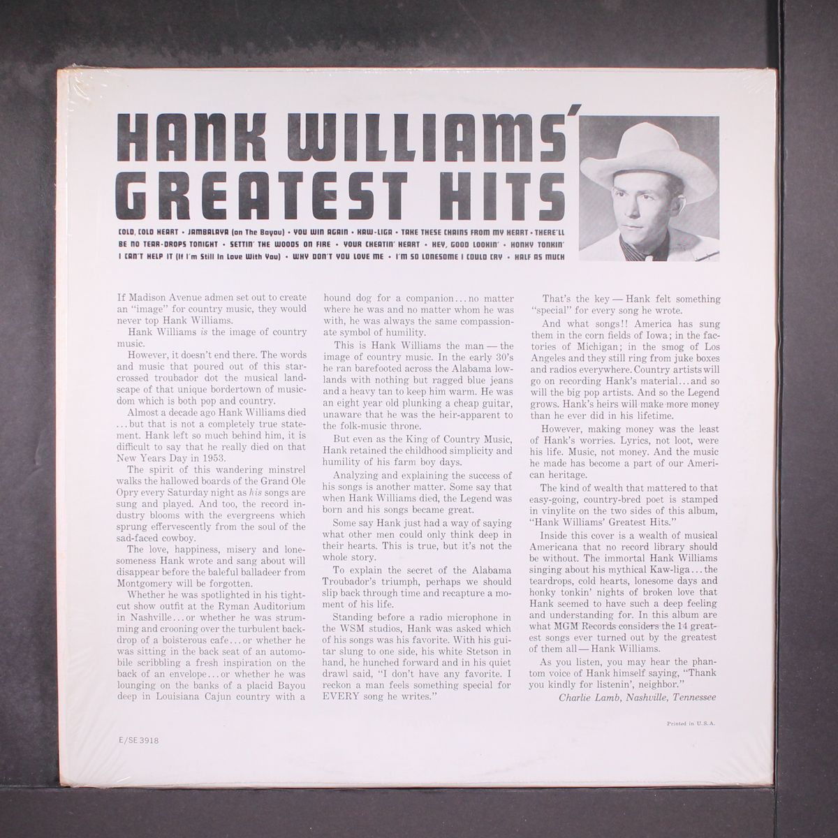 greatest hits by HANK WILLIAMS