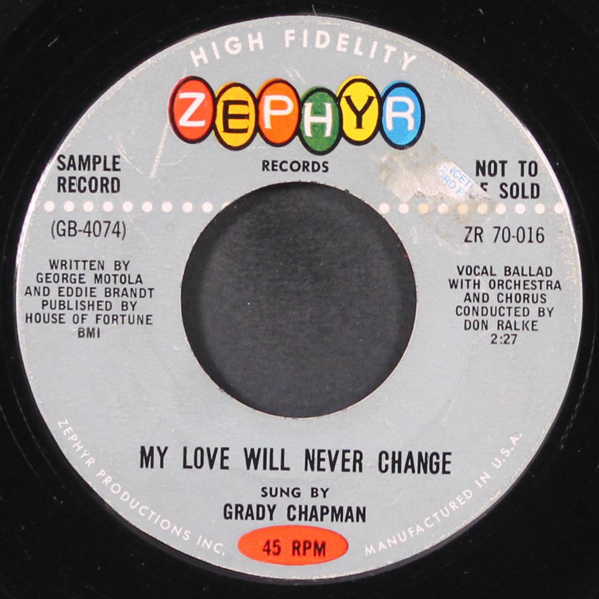 my love will never change / the smiling gondolier by GRADY CHAPMAN