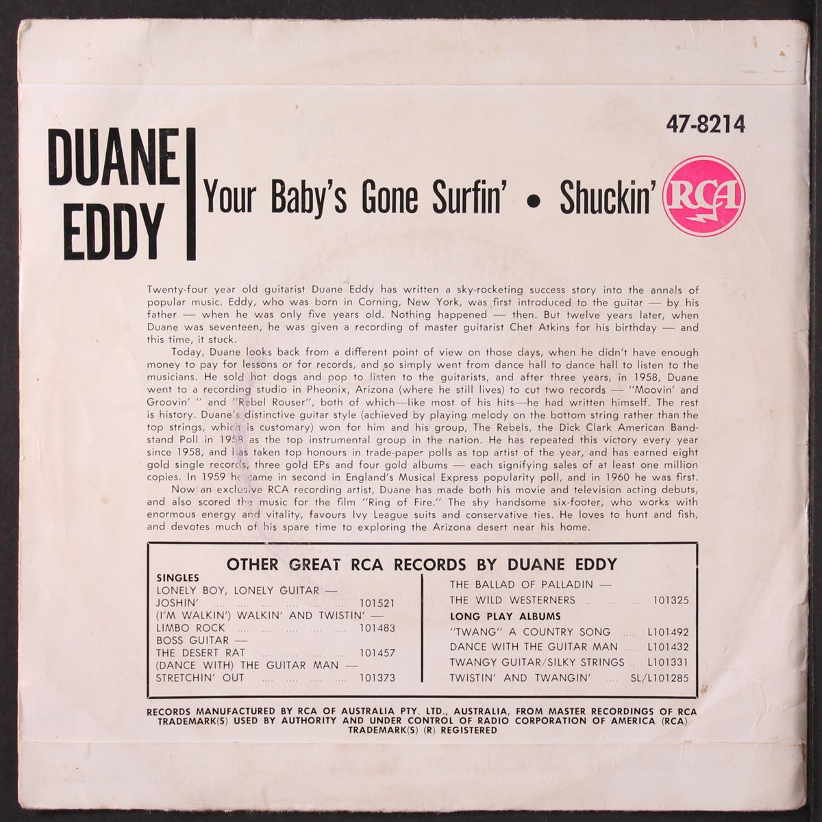 your baby's gone surfing / shuckin' by DUANE EDDY