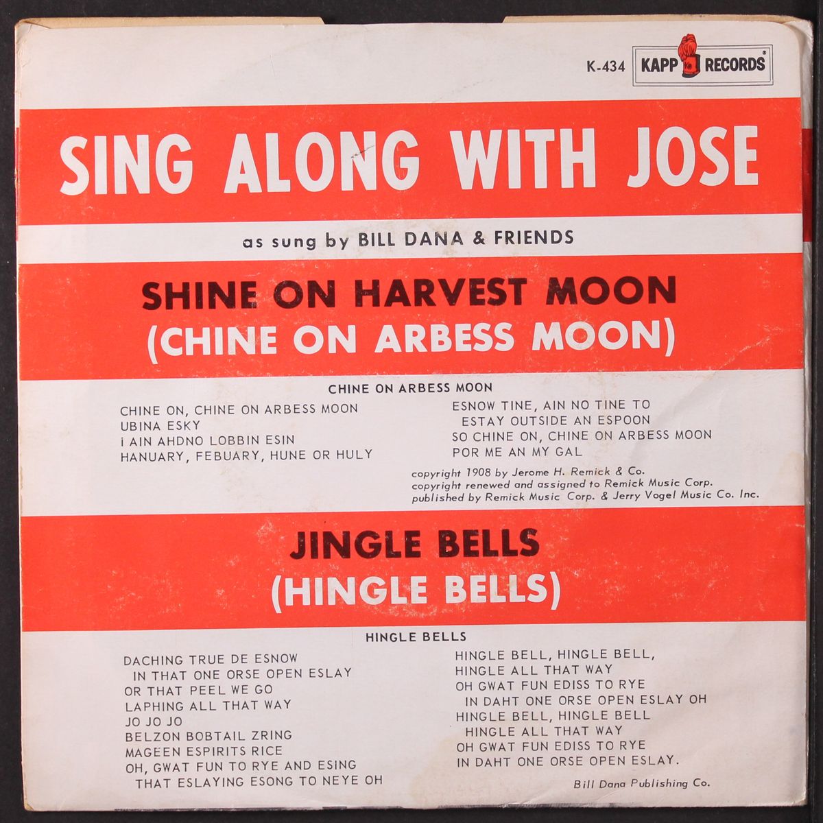 jingle bells / shine on harvest moon by JOSE JIMENEZ (BILL DANA)