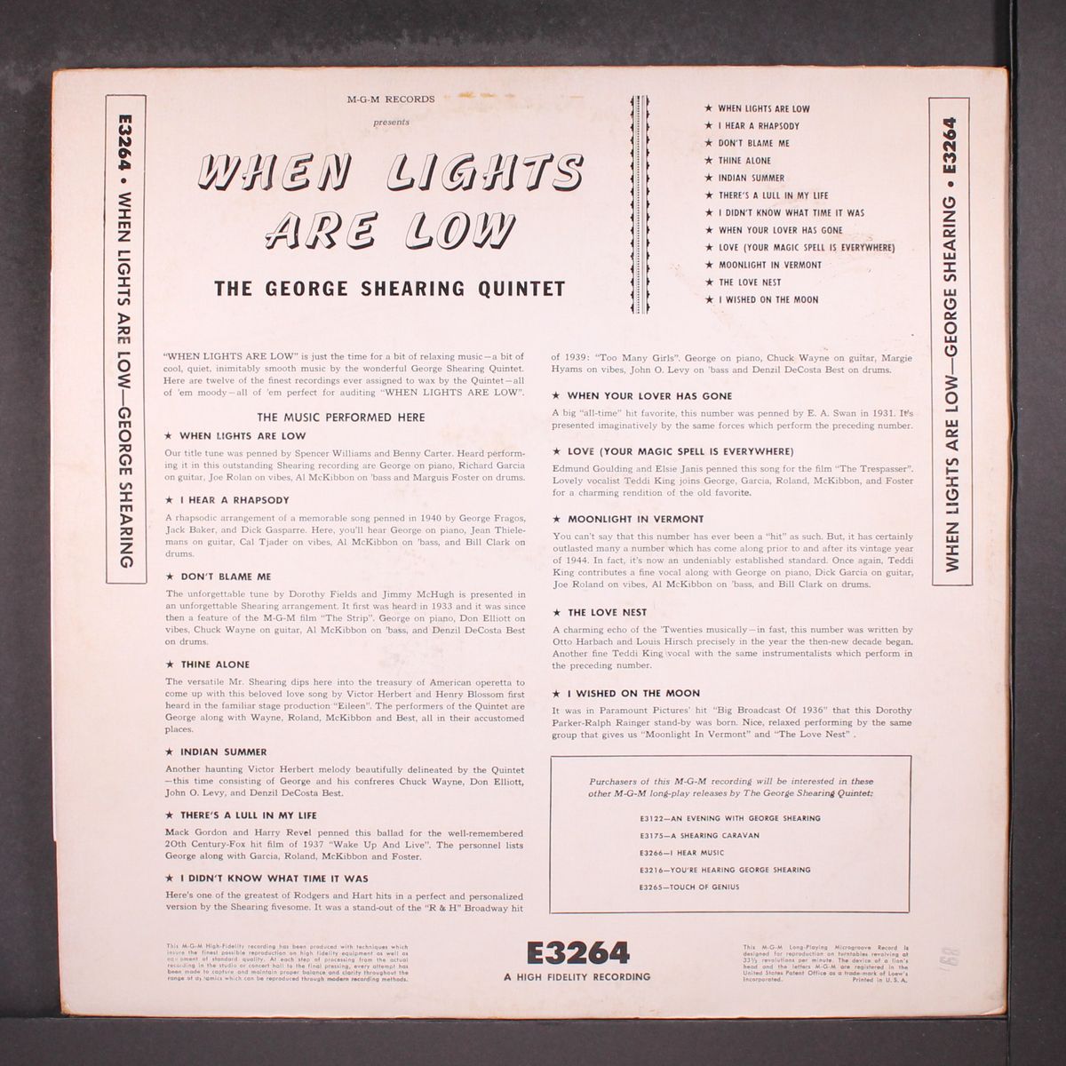 when lights are low by GEORGE SHEARING