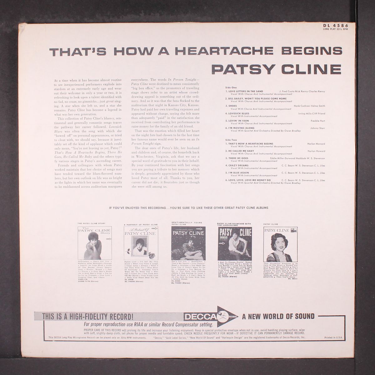 that's how a heartache begins by PATSY CLINE