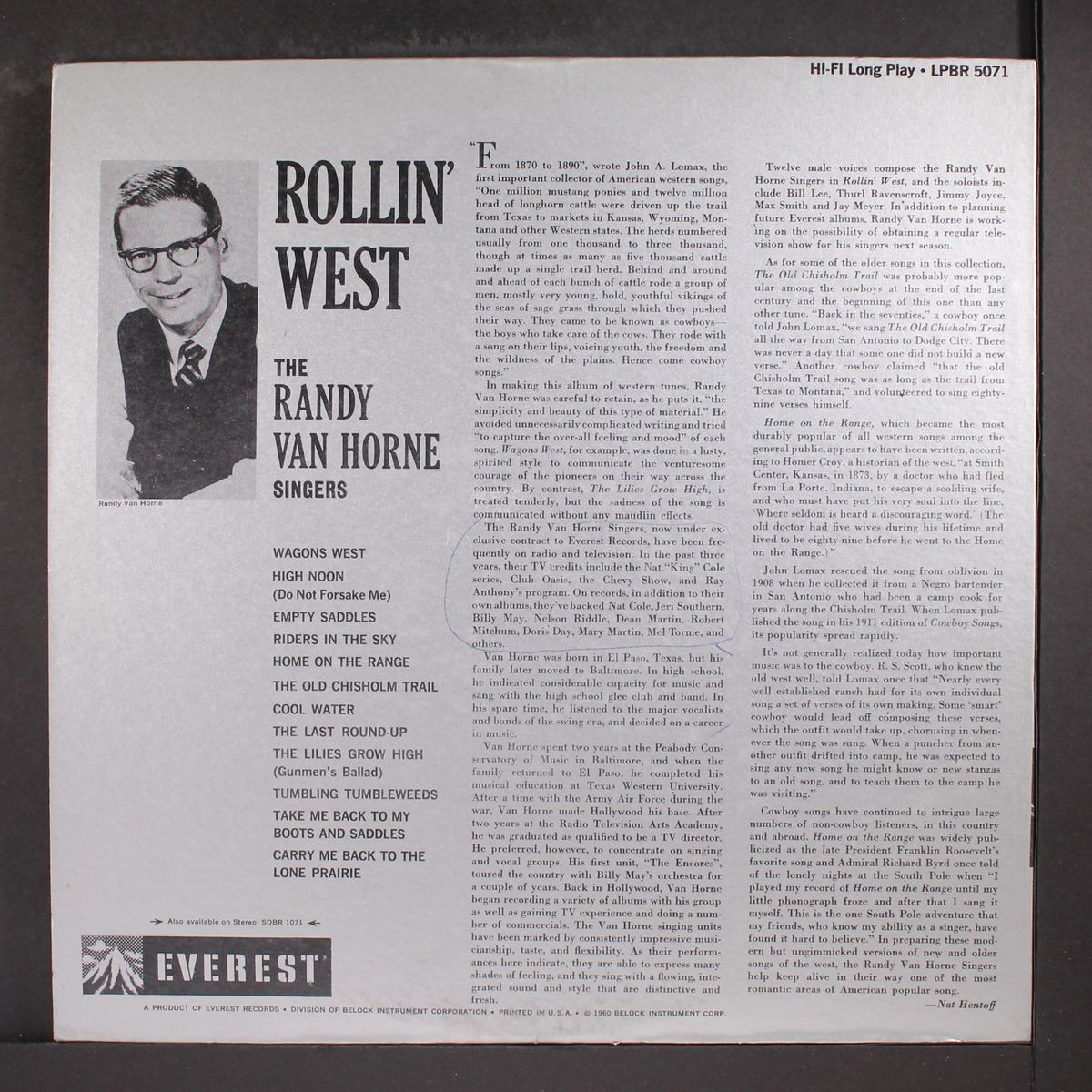 rollin' west by RANDY VAN HORNE