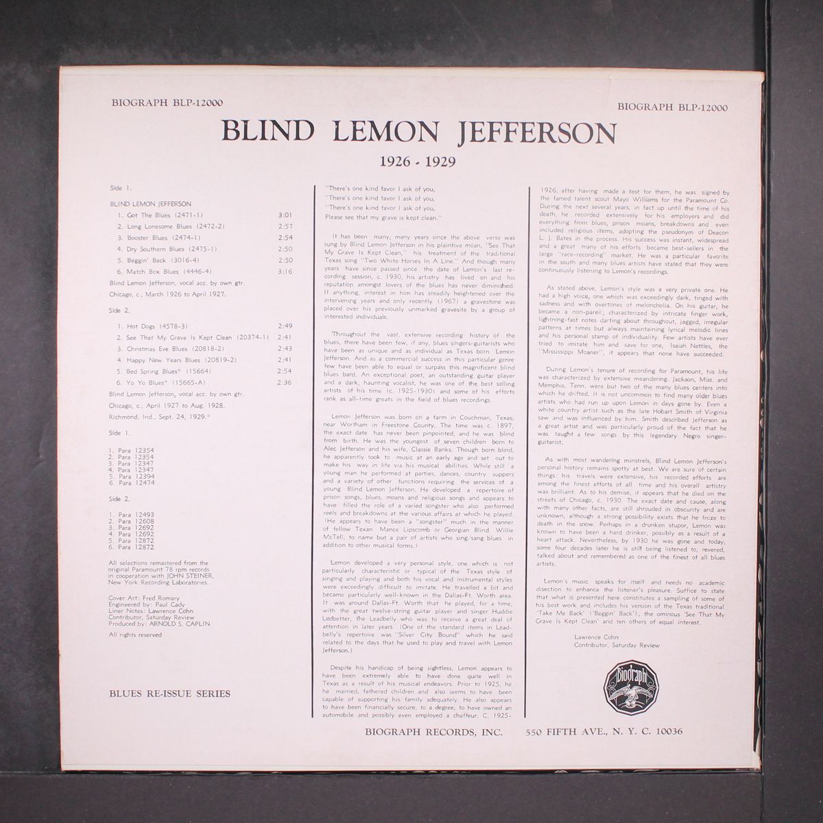 1926-29 by BLIND LEMON JEFFERSON