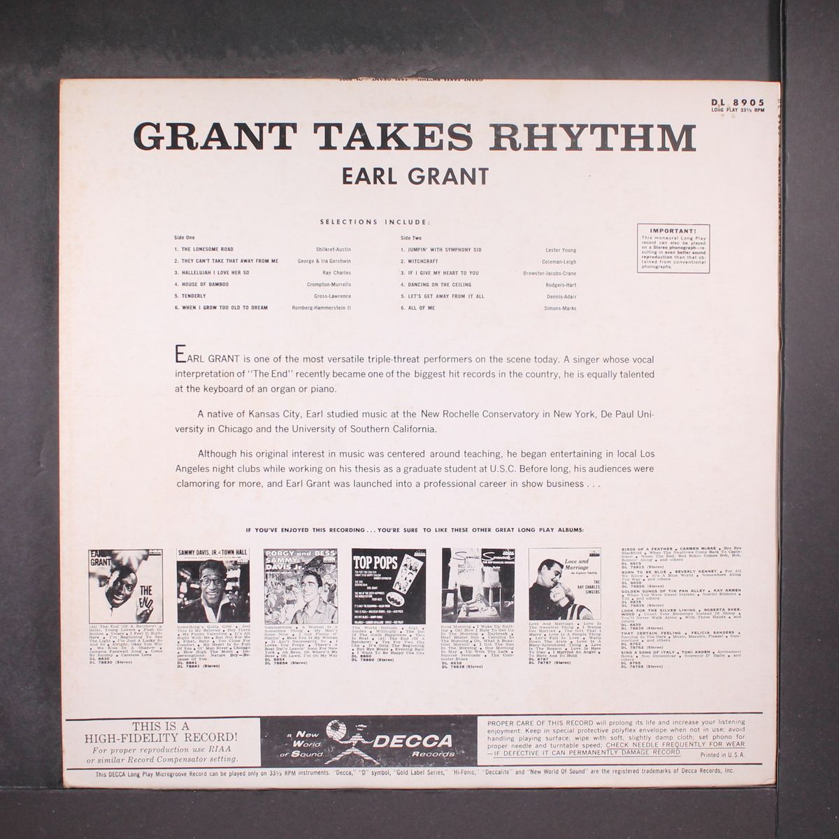 grant takes rhythm by EARL GRANT