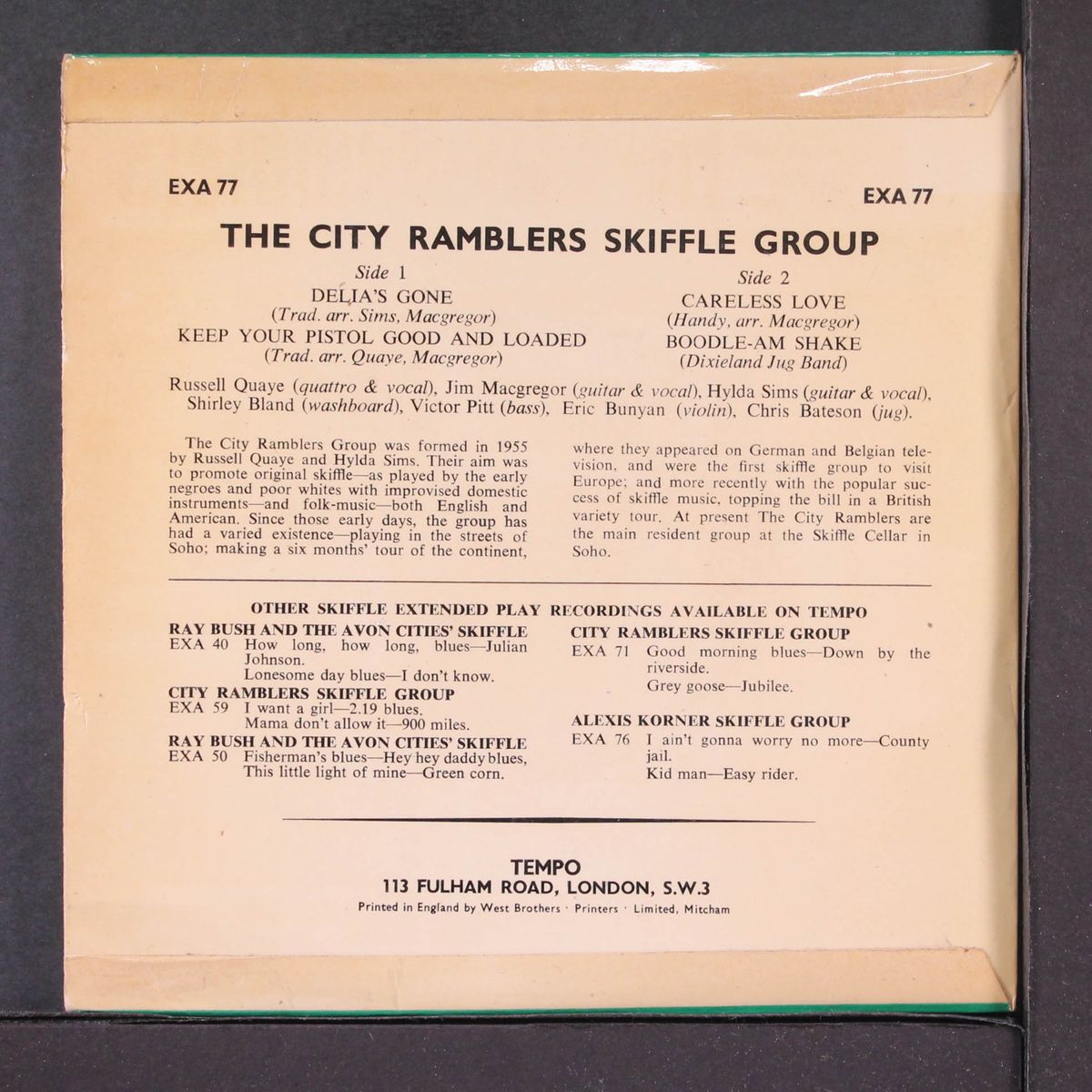 the city ramblers skiffle group by CITY RAMBLERS SKIFFLE GROUP