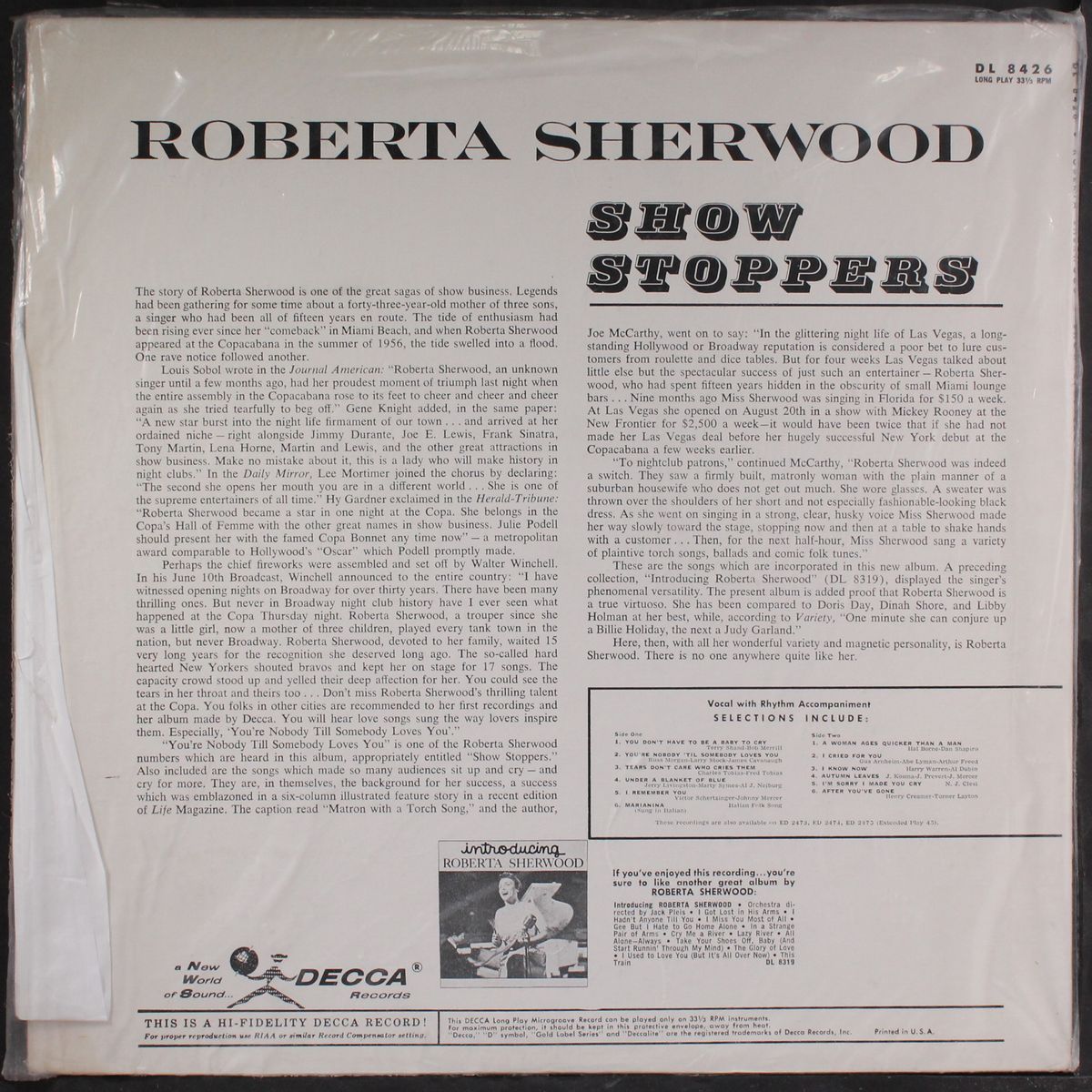 show stoppers by ROBERTA SHERWOOD