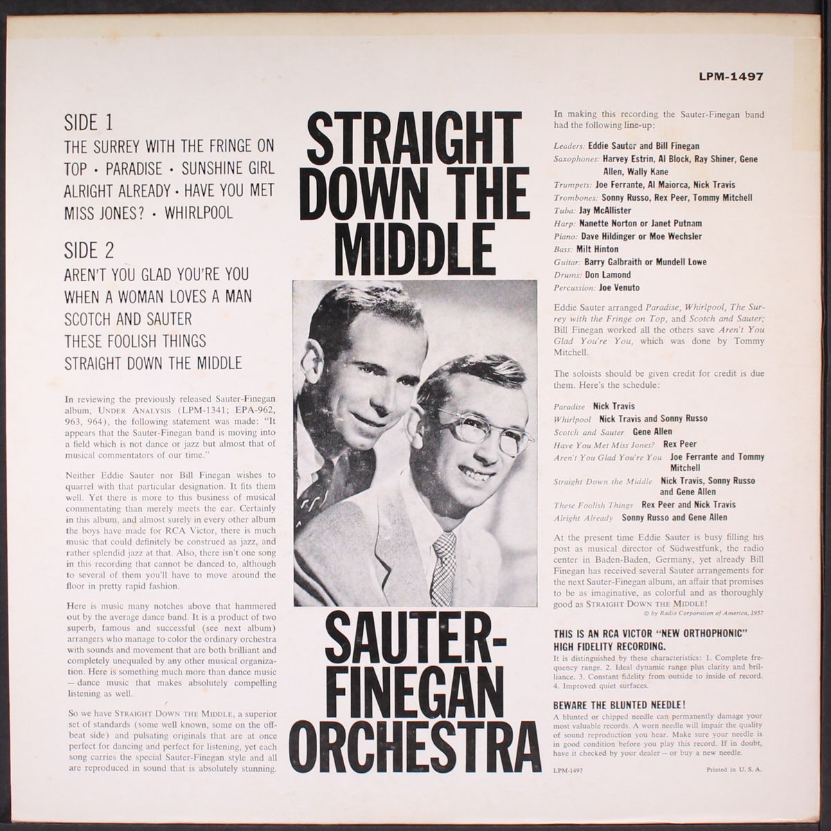 straight down the middle by SAUTER-FINEGAN ORCHESTRA