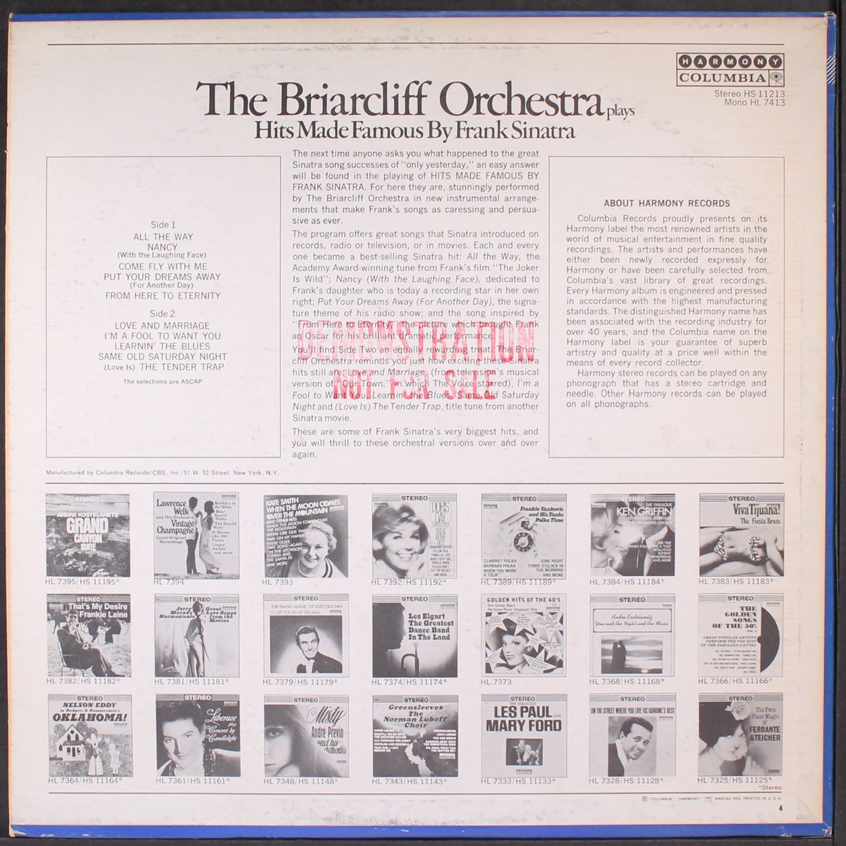 hits made famous by frank sinatra by BRIARCLIFF ORCHESTRA