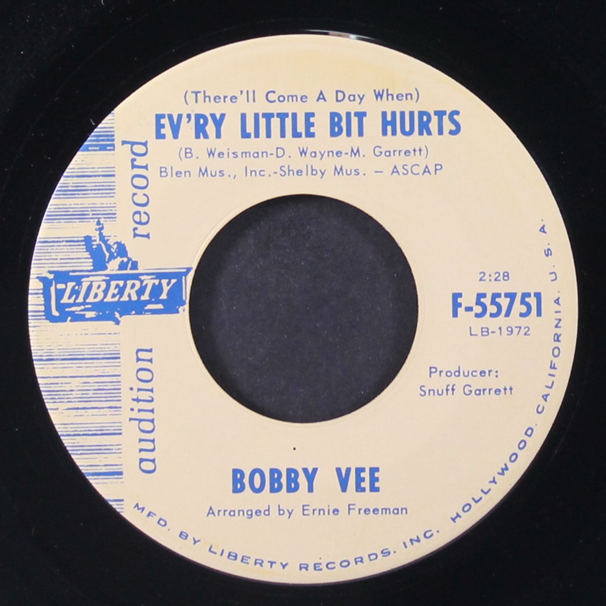 pretend you don't see her / ev'ry little bit hurts by BOBBY VEE