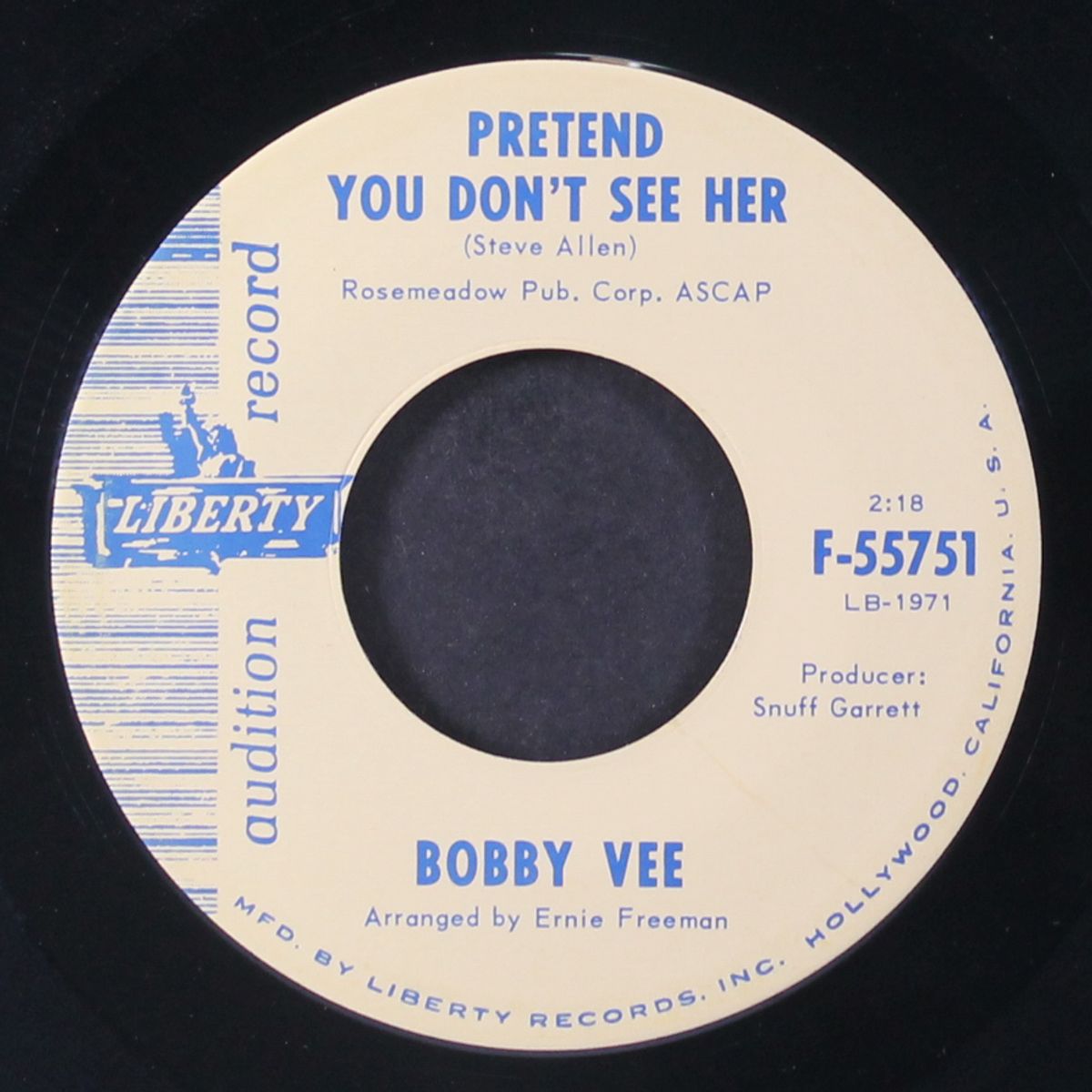 pretend you don't see her / ev'ry little bit hurts by BOBBY VEE