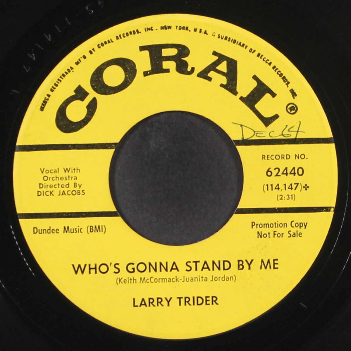 make it do / who's gonna stand by me by LARRY TRIDER
