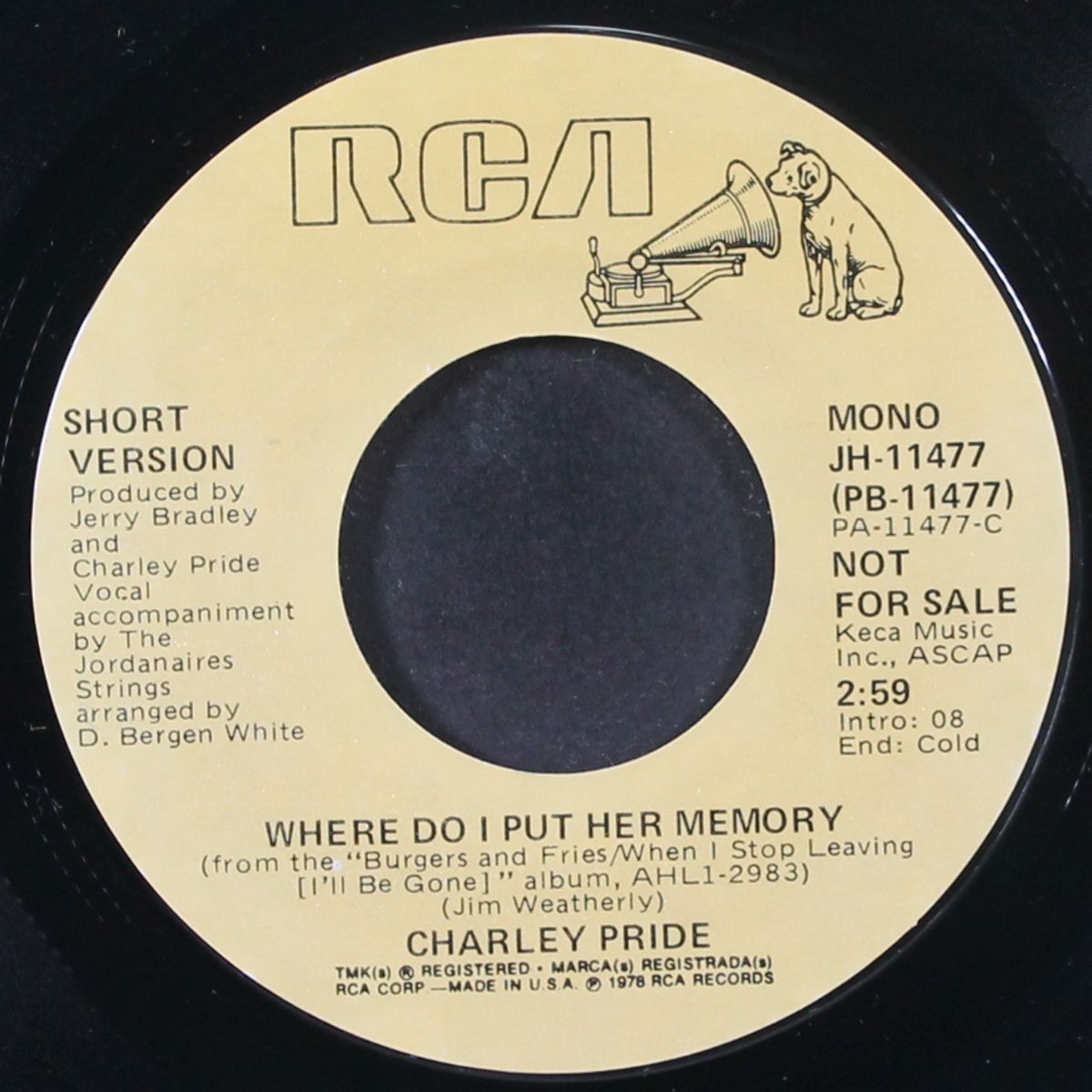 where do i put her memory / mono by CHARLEY PRIDE