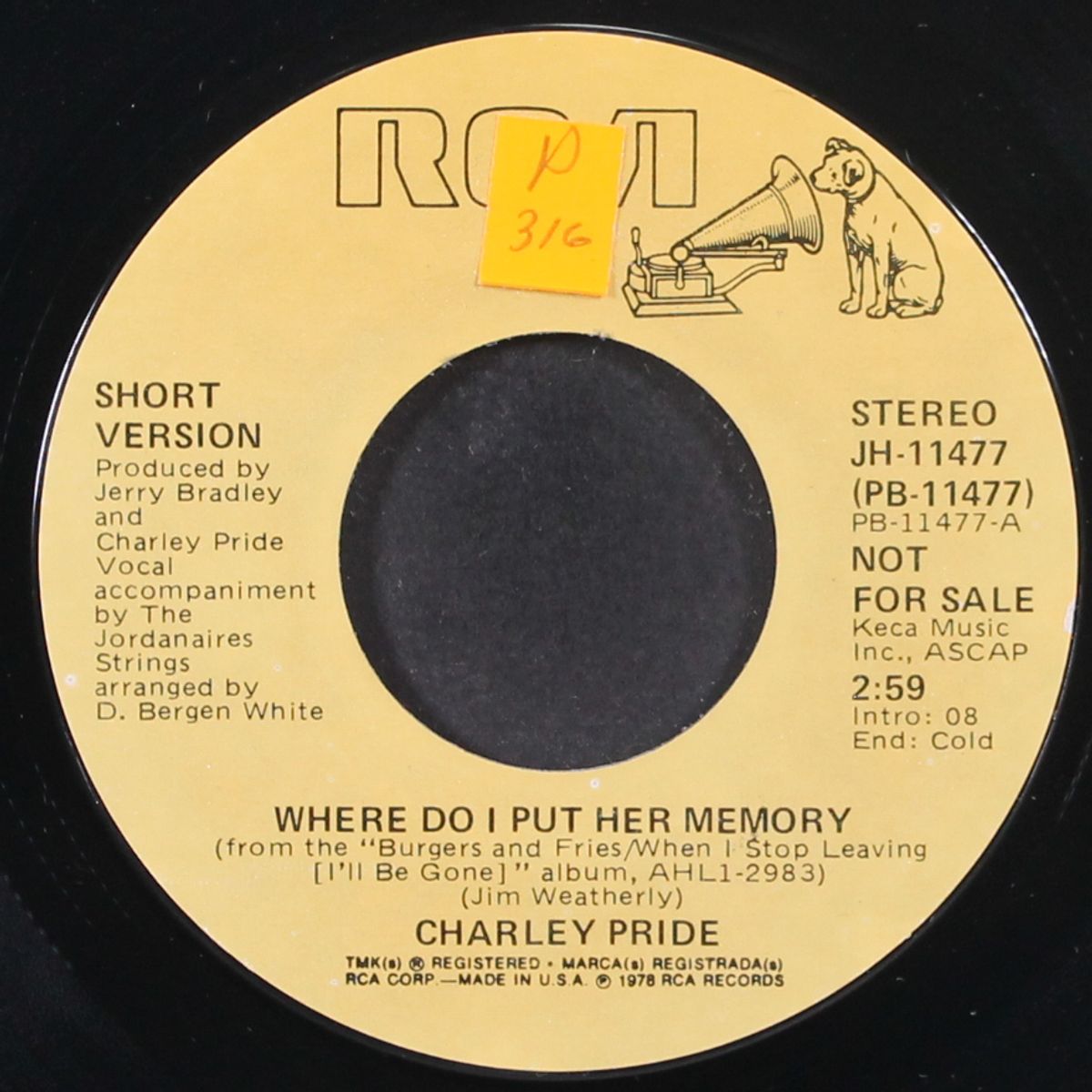 where do i put her memory / mono by CHARLEY PRIDE