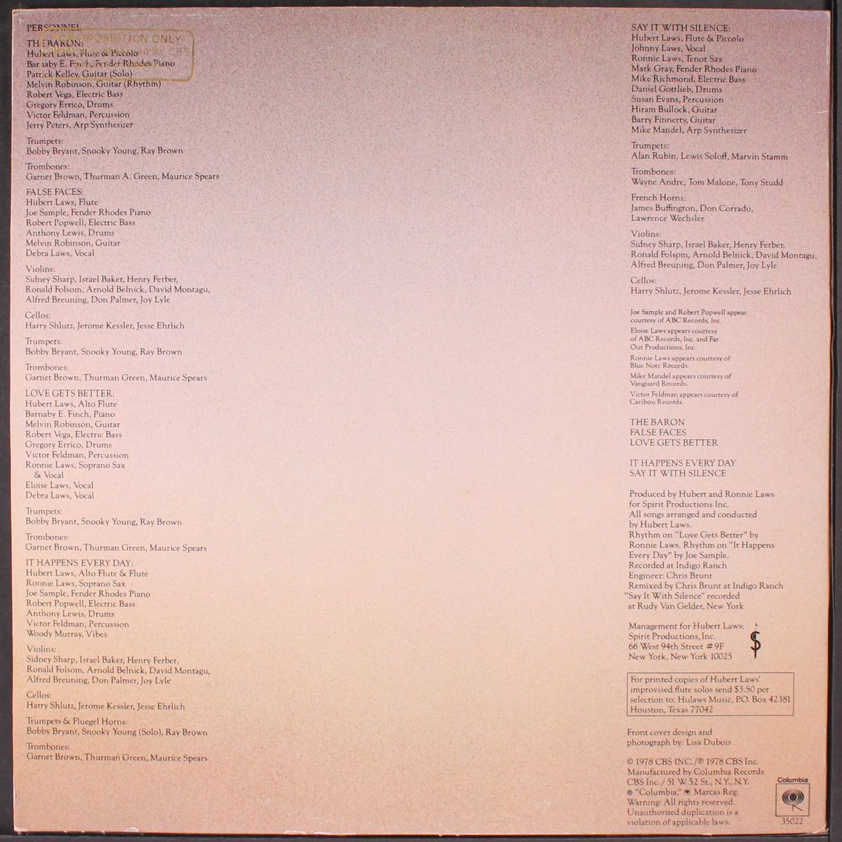say it with silence by HUBERT LAWS