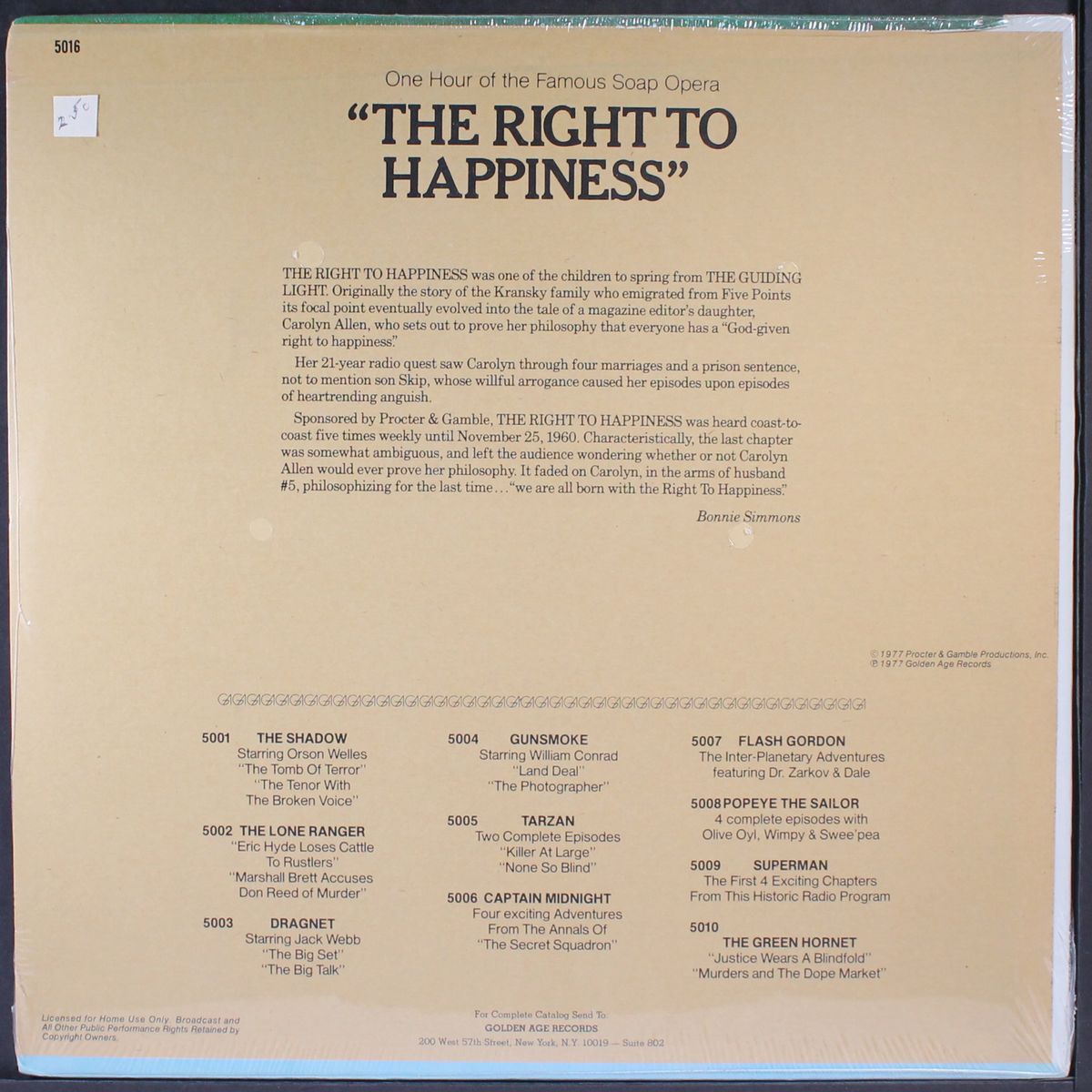 the right to happiness by ORIGINAL RADIO BROADCAST