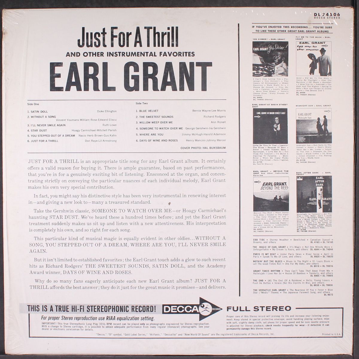 just for a thrill by EARL GRANT