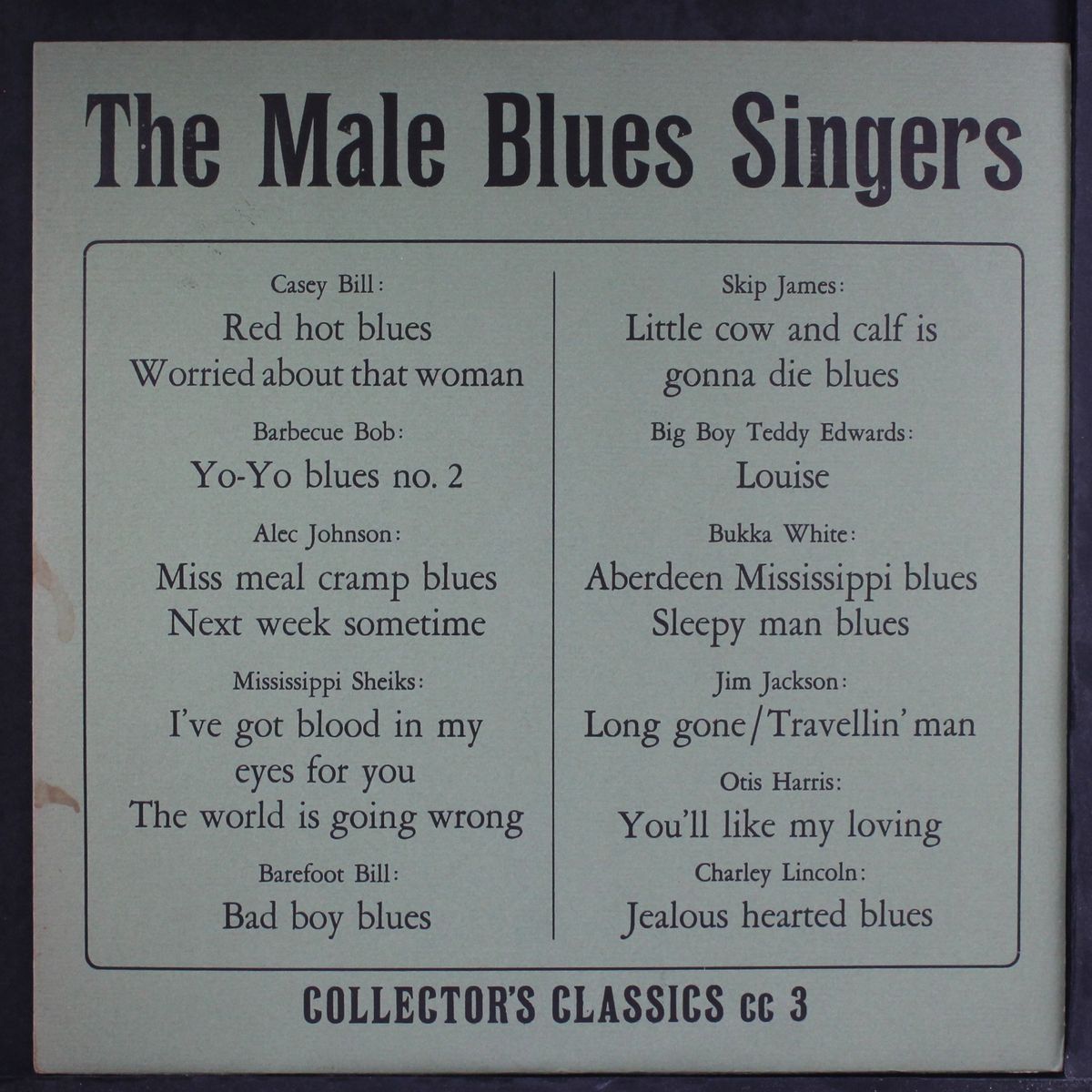 the male blues singers by VARIOUS